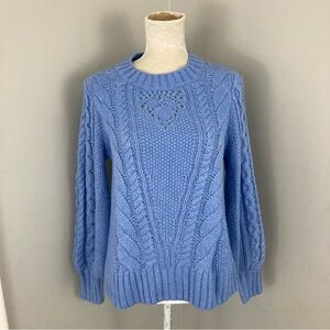 NWT Talbots sweater pullover blue cable knit wool blend size M